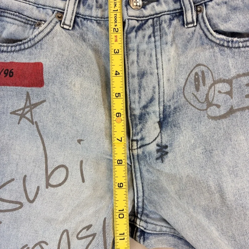 Ksubi Chitch Jeans Mens 33 Light Wash Distressed Graphic Streetwear Denim Pants